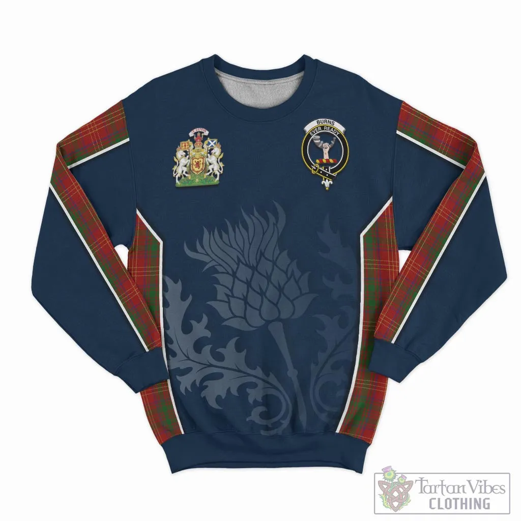 Burns Tartan Sweatshirt with Family Crest and Scottish Thistle Vibes Sport Style