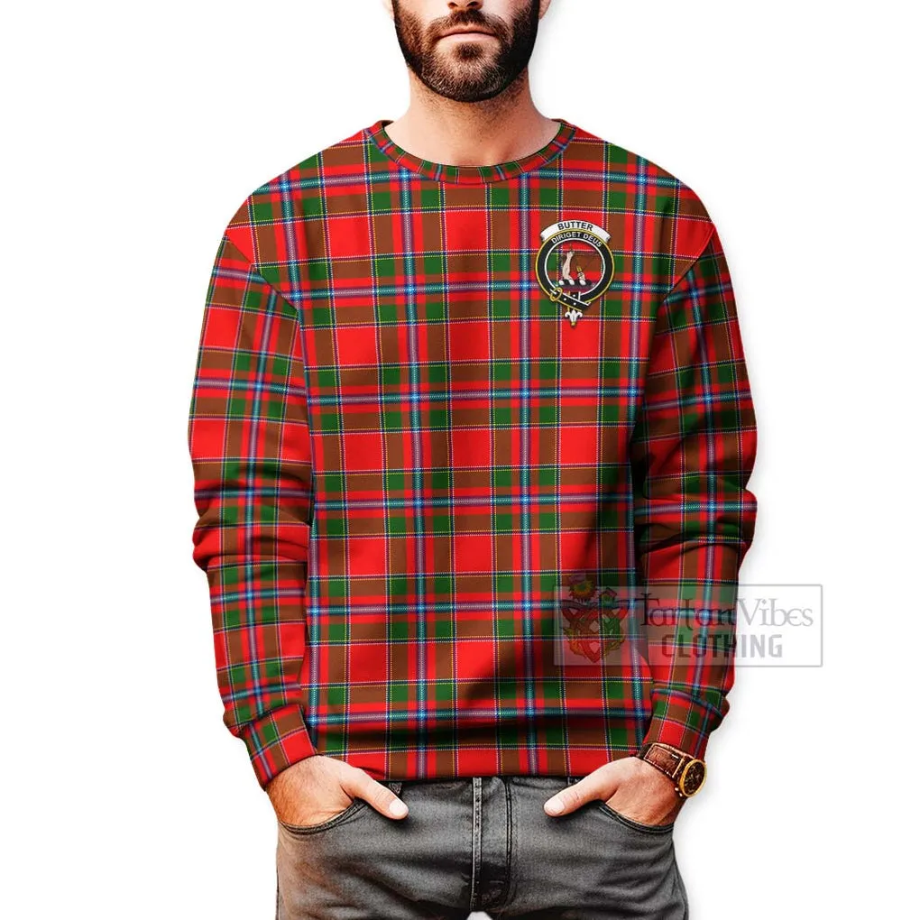 Butter Tartan Sweatshirt with Family Crest Celtic Skull Style