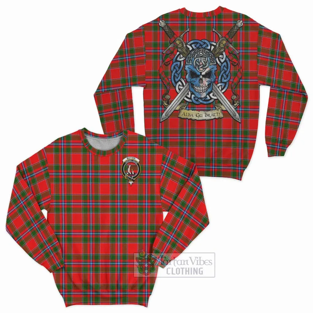 Butter Tartan Sweatshirt with Family Crest Celtic Skull Style