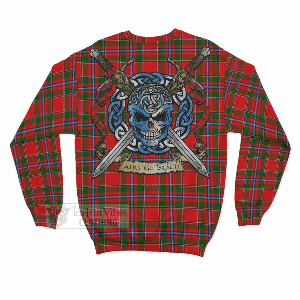 Butter Tartan Sweatshirt with Family Crest Celtic Skull Style