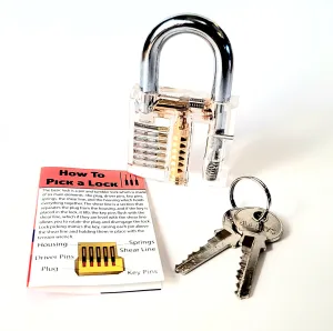 Clear Lock Pick Practice Lock : Includes Free 8 page Wallet Lock Picking Tip Guide