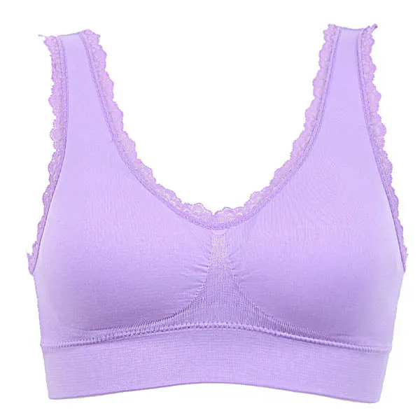 Comfort Sports Bras Lace Trim Size Women Padded Wireless Yoga Gym Bra Clothing