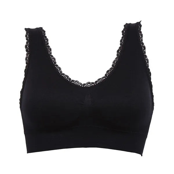 Comfort Sports Bras Lace Trim Size Women Padded Wireless Yoga Gym Bra Clothing