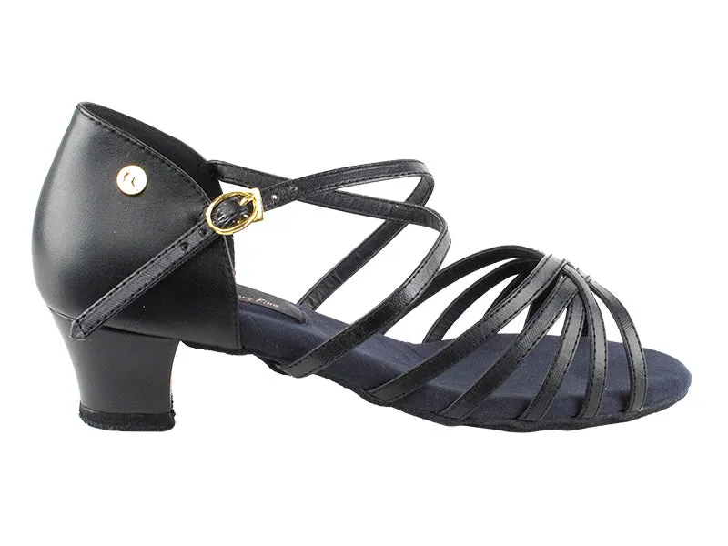 Competitive Dancer Series- Black Leather Low Heeled Sandal