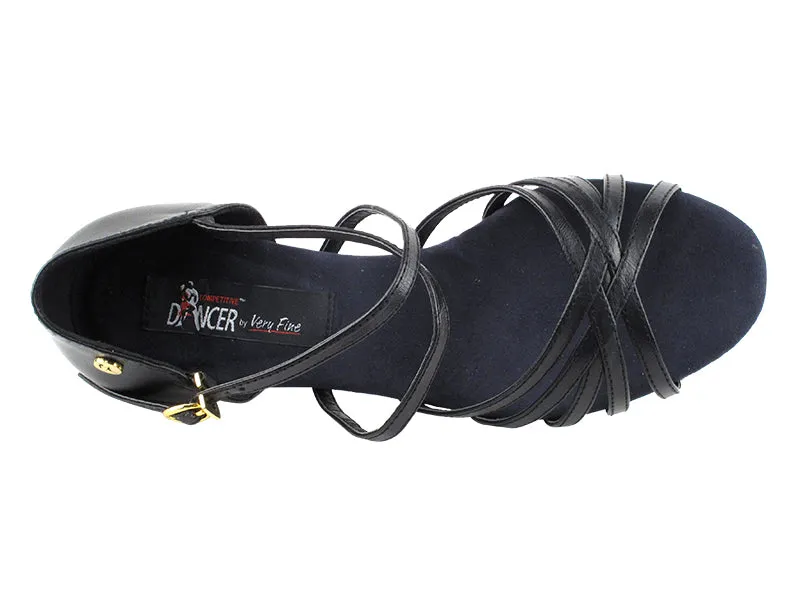 Competitive Dancer Series- Black Leather Low Heeled Sandal