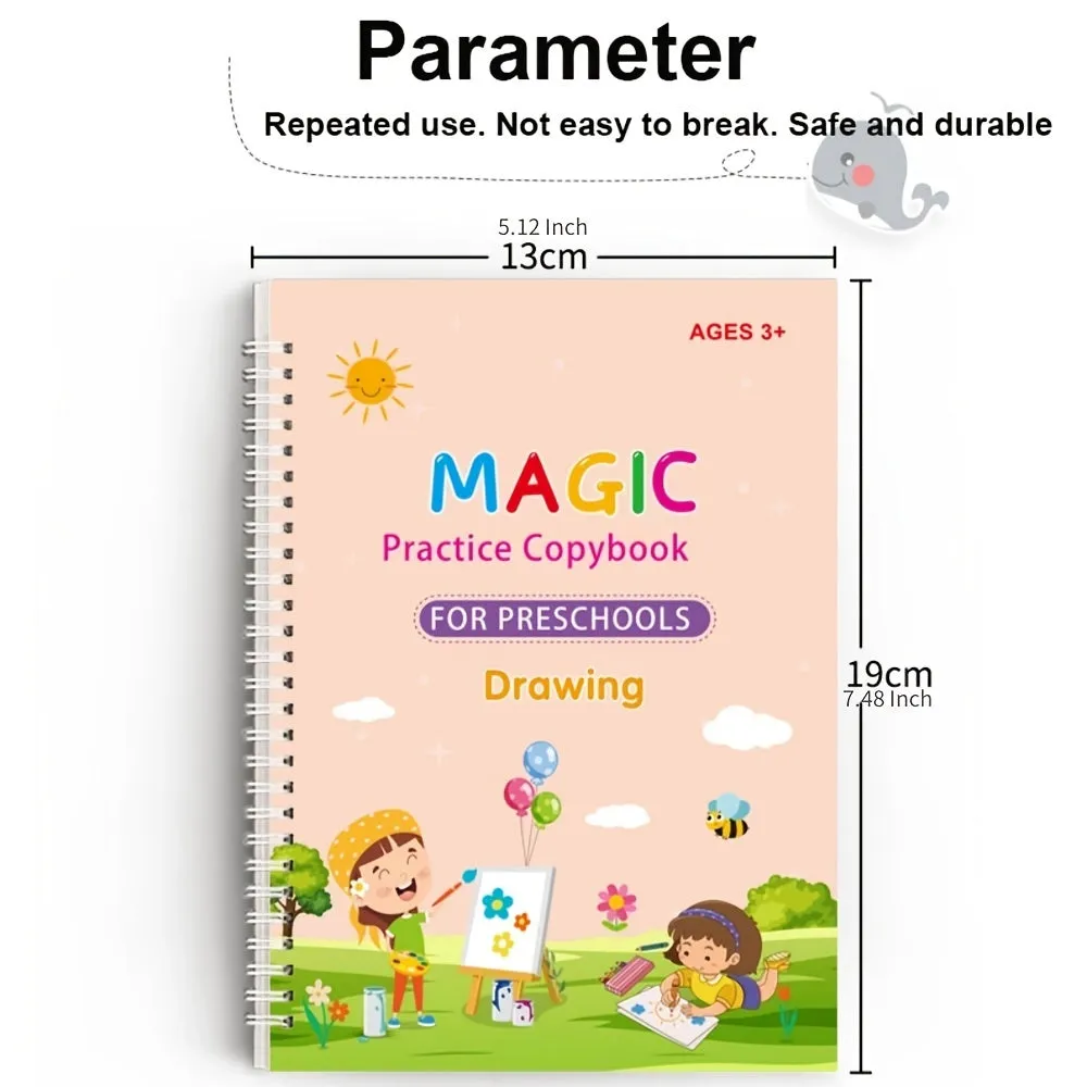 Copy Book Magic Practice Children's Book Reusable Free Wipe Children's Toys Writing Stickers English Copy Book Children's Character Practice Parent Child Education Suitable For Boys And Girls