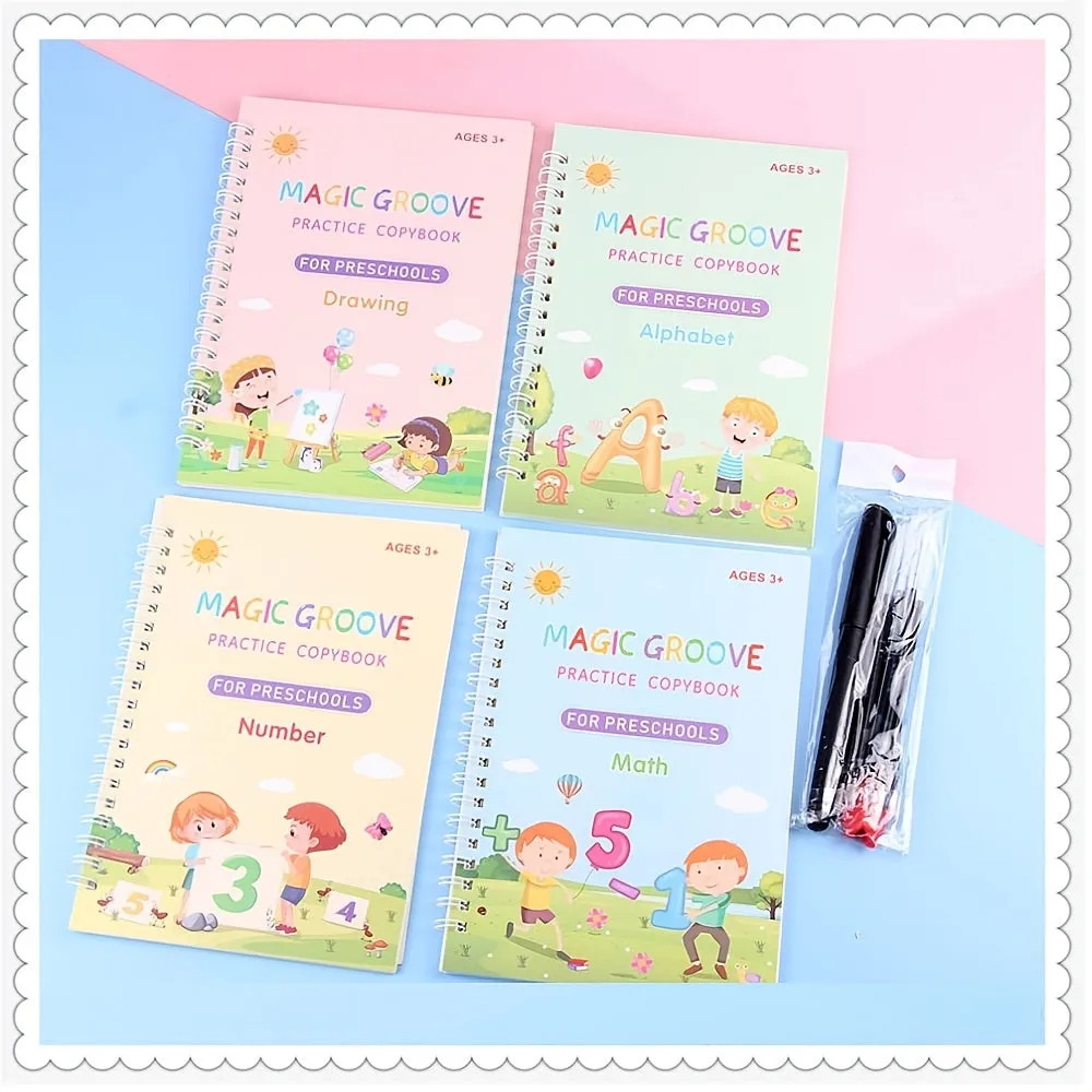 Copy Book Magic Practice Children's Book Reusable Free Wipe Children's Toys Writing Stickers English Copy Book Children's Character Practice Parent Child Education Suitable For Boys And Girls