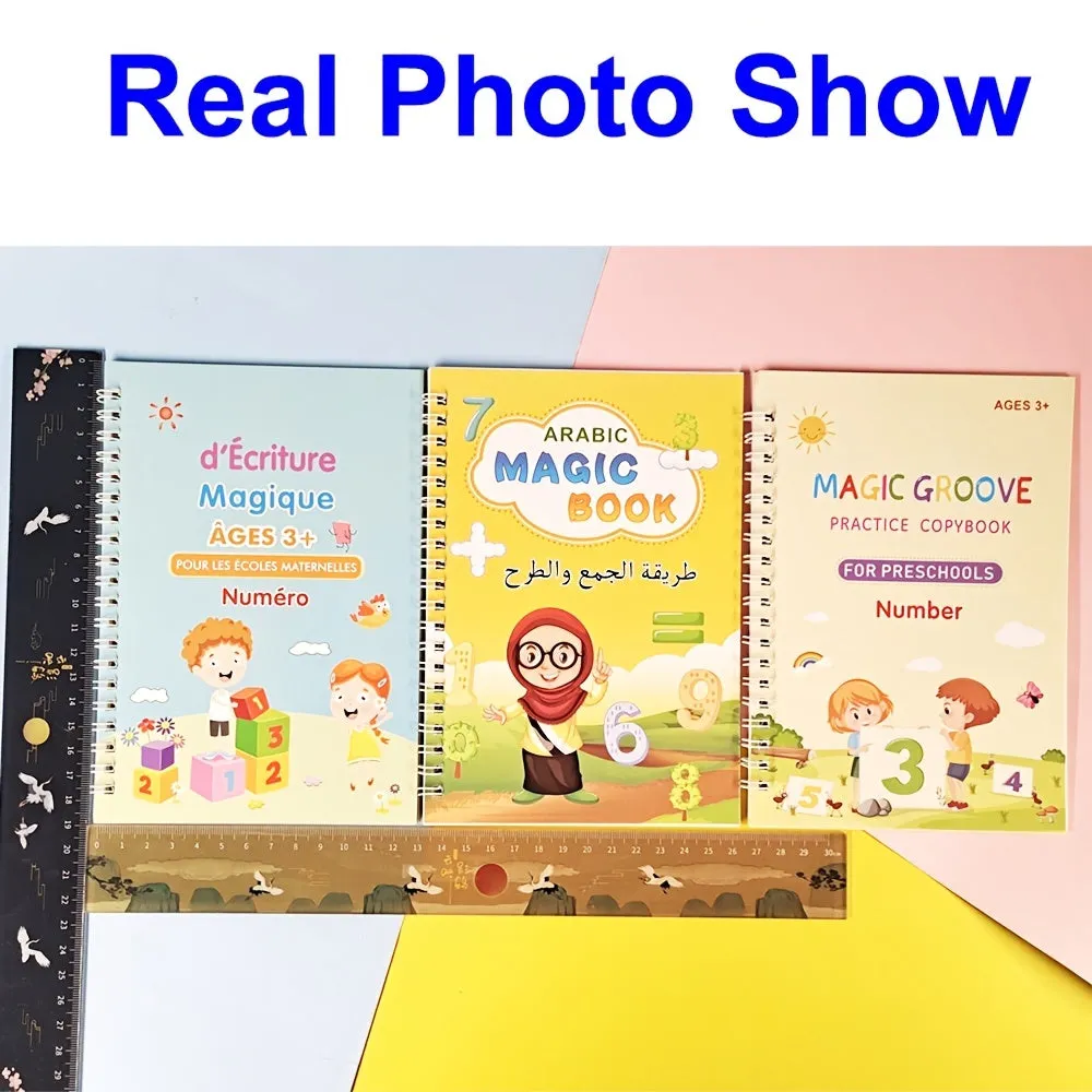 Copy Book Magic Practice Children's Book Reusable Free Wipe Children's Toys Writing Stickers English Copy Book Children's Character Practice Parent Child Education Suitable For Boys And Girls