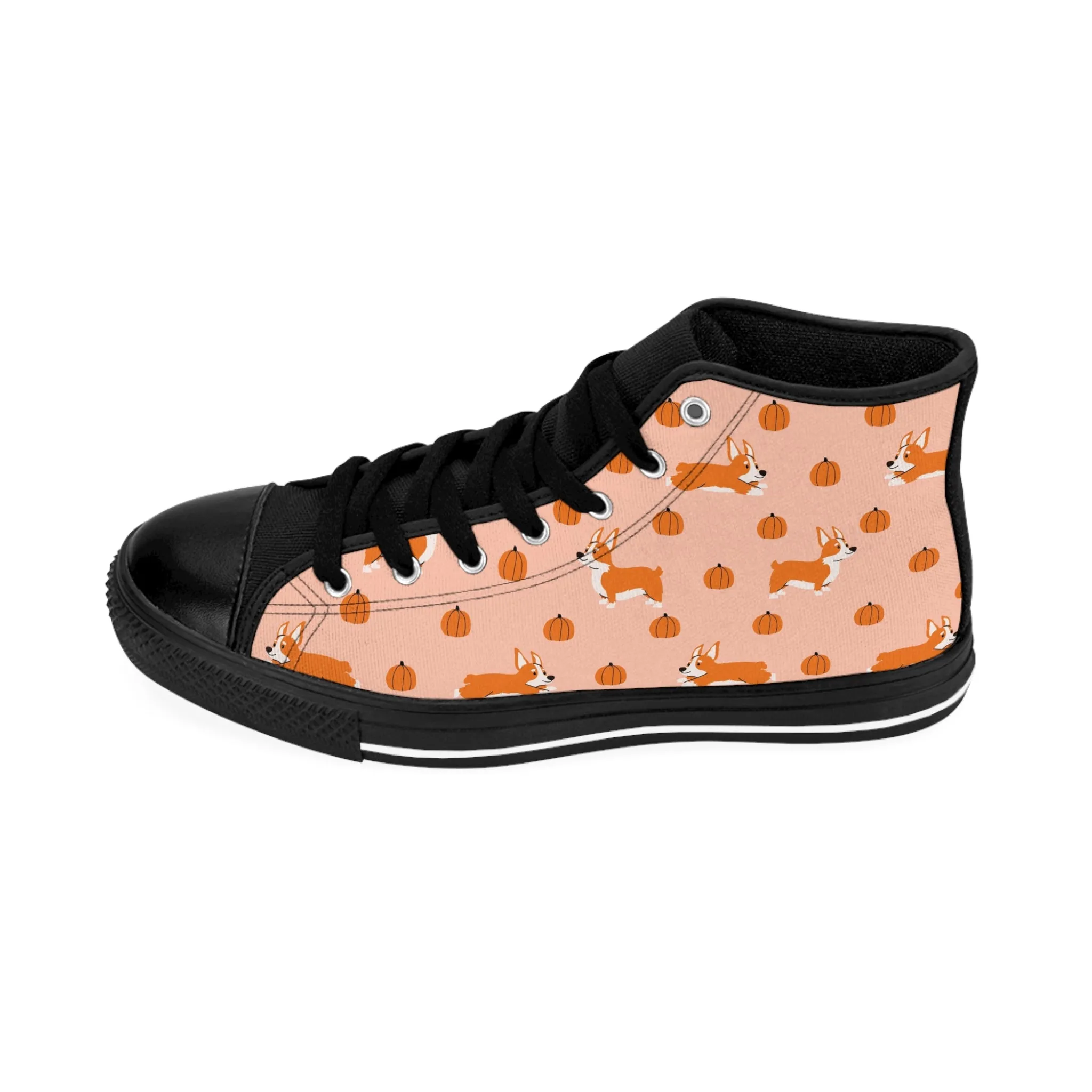 Corgi Pumpkin Dog Women's Classic Sneakers