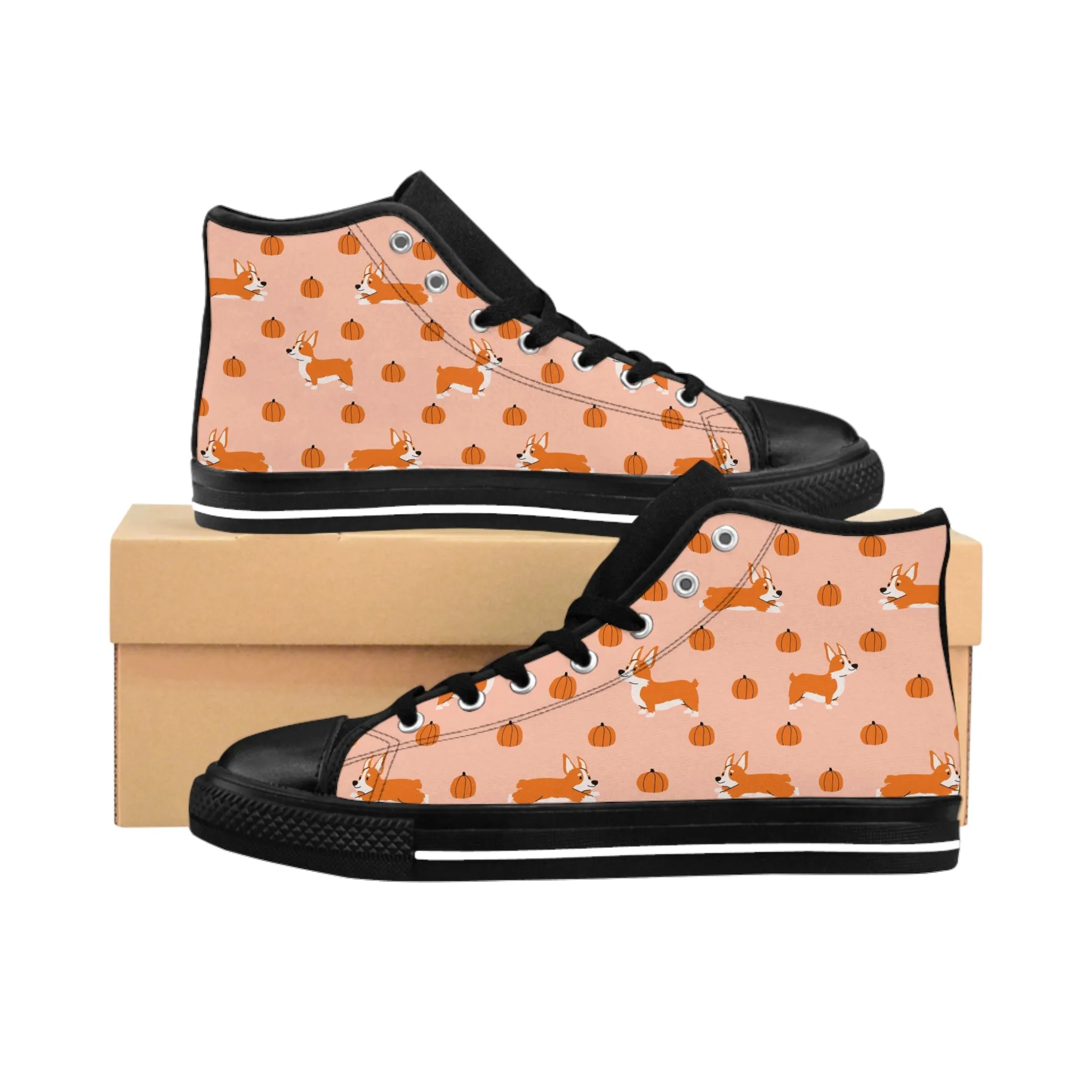 Corgi Pumpkin Dog Women's Classic Sneakers