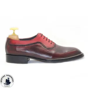 Custom made Red Leather Oxford Lace Up Men Formal Dress whole-cut Handmade Shoes