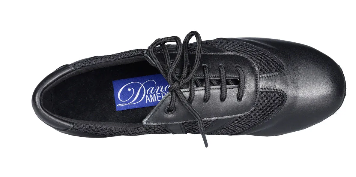 Dance America Savannah Ladies Black Leather and Mesh Practice or Teaching Shoe