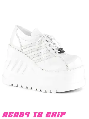 DEMONIA STOMP 08 BOOTS - WHITE VEGAN LEATHER