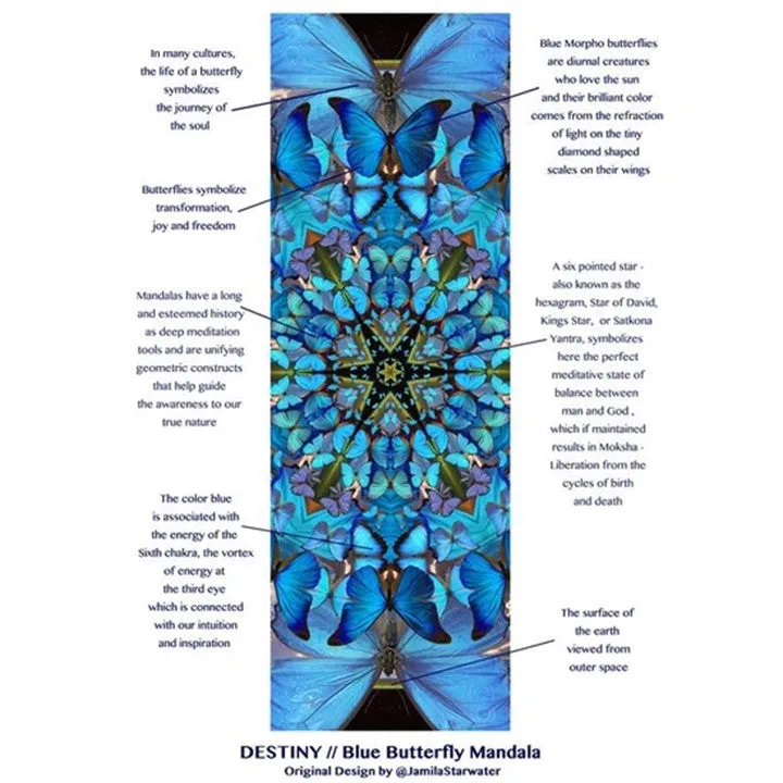 DESTINY: Blue Butterfly Mandala Hot Yoga (Travel) Mat by Starwater Yoga