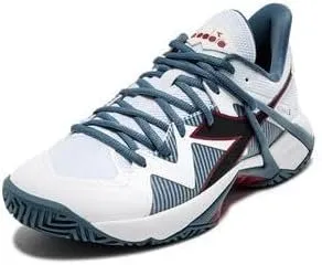 Diadora Men's  B.ICON 2 Clay Tennis Shoe, White/Oceanview/Salsa