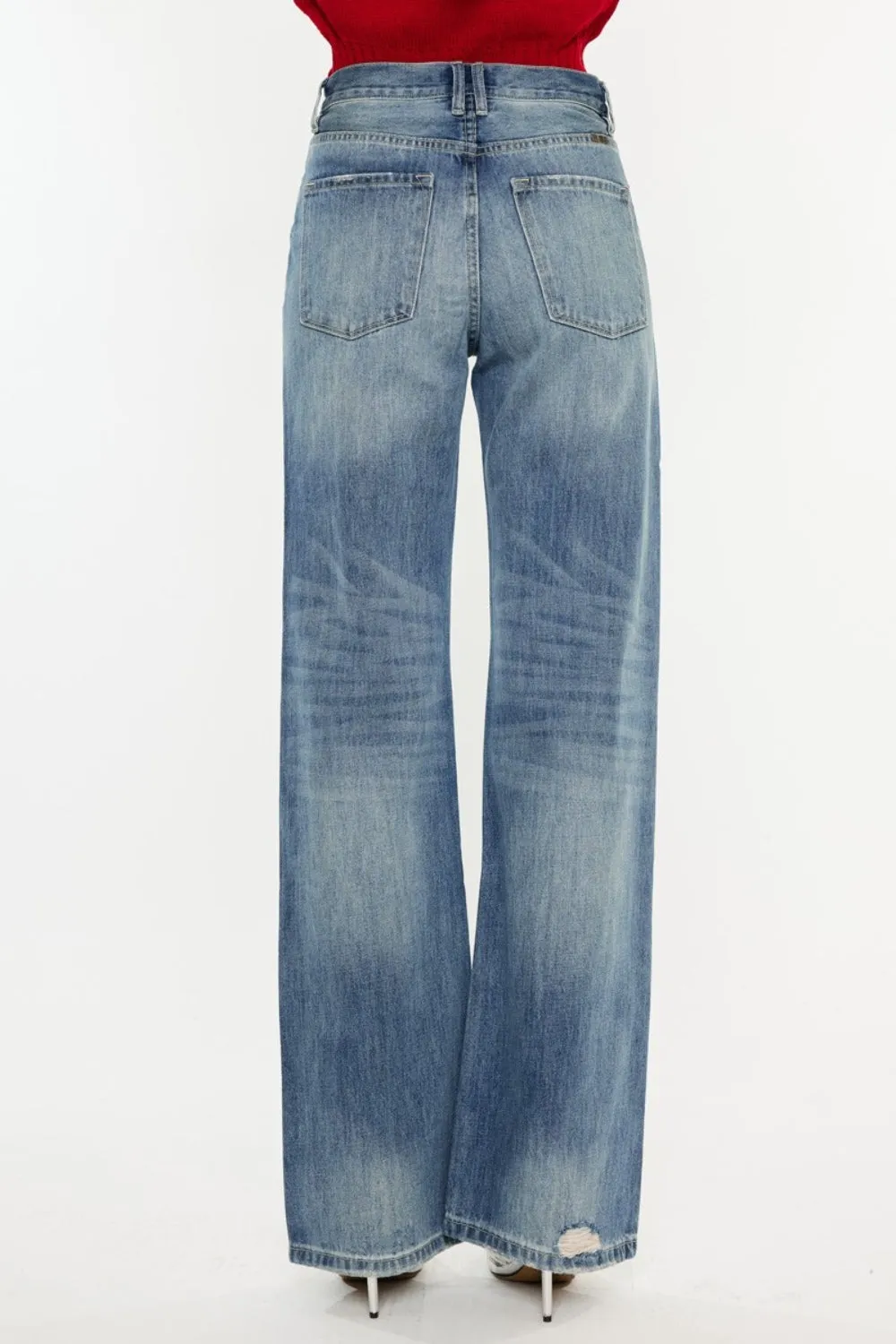 Distressed High Waist Bootcut Jeans