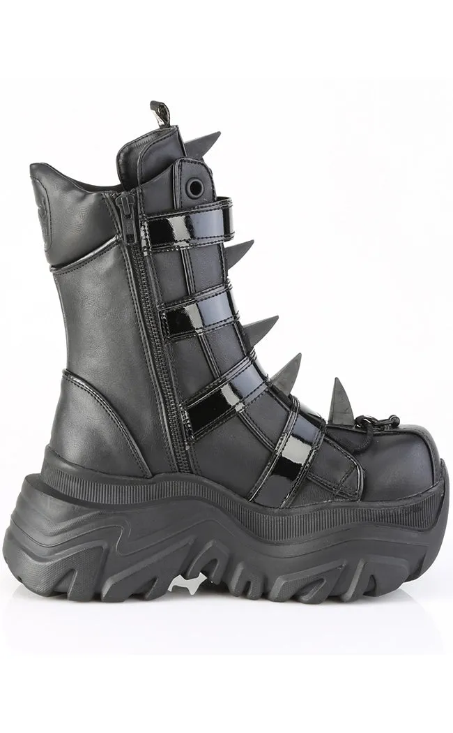 ECHO-110 Black Vegan Leather Spiked Mid Calf Boots