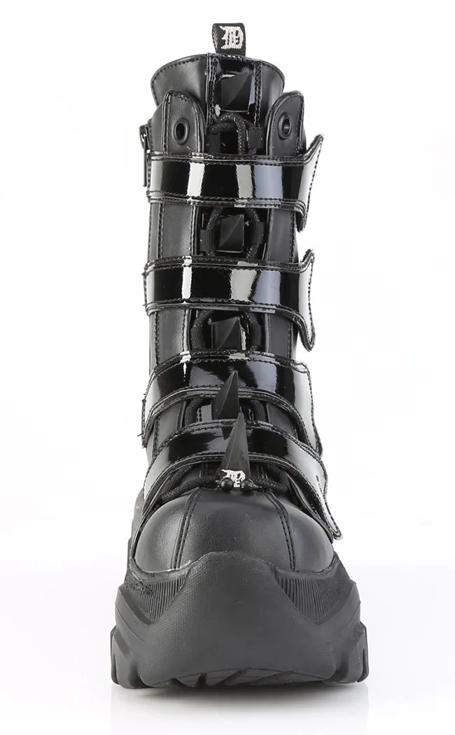 ECHO-110 Black Vegan Leather Spiked Mid Calf Boots