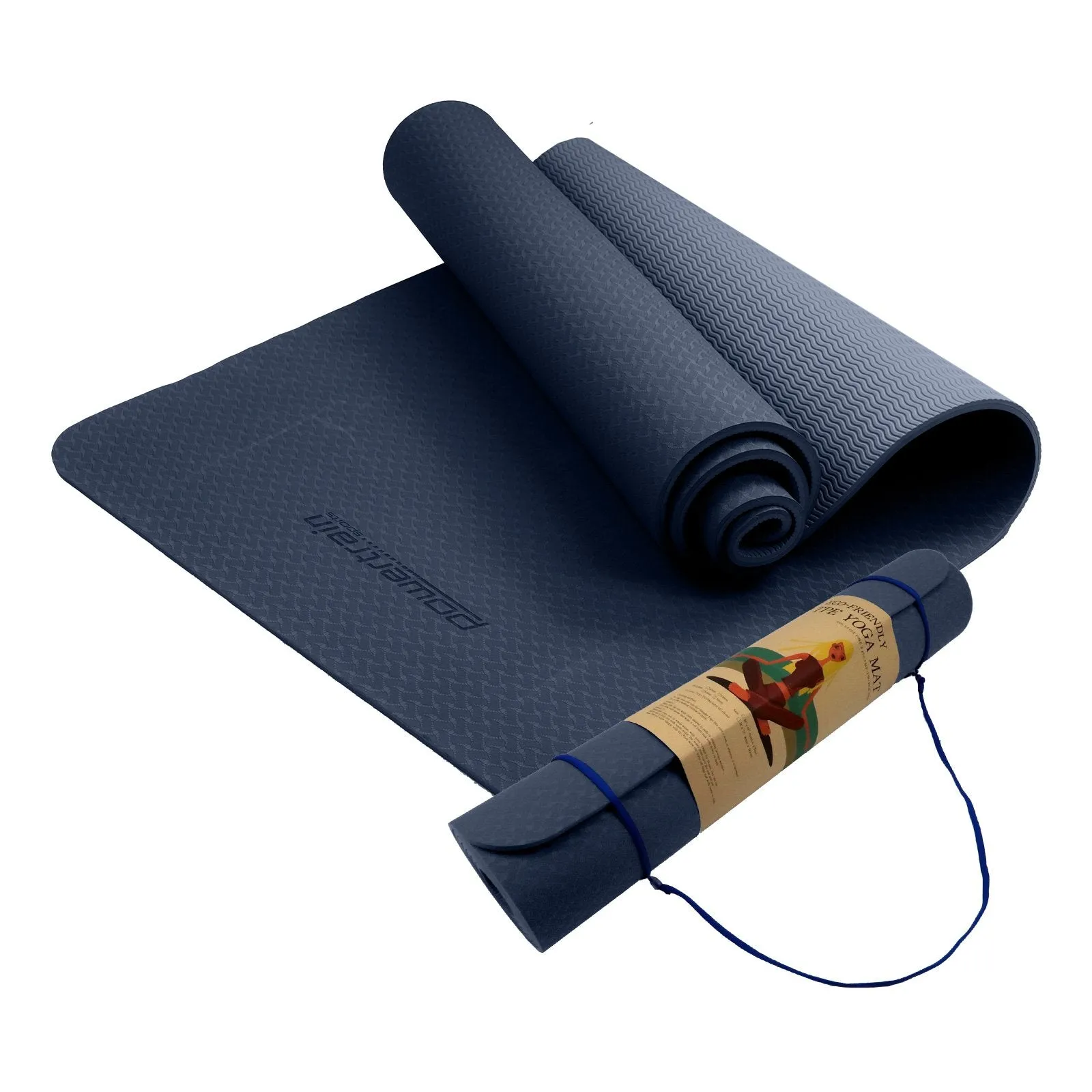 Eco-friendly 6mm Dual Layer Yoga Mat, Non-slip, Carry Strap - Powertrain