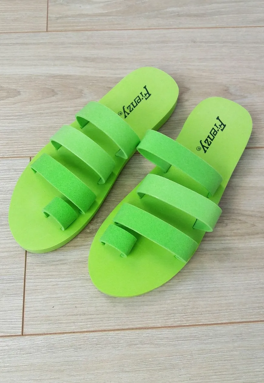 Fluorescent Green Foam Flip-Flops - New - size 37-37.5, UK 4