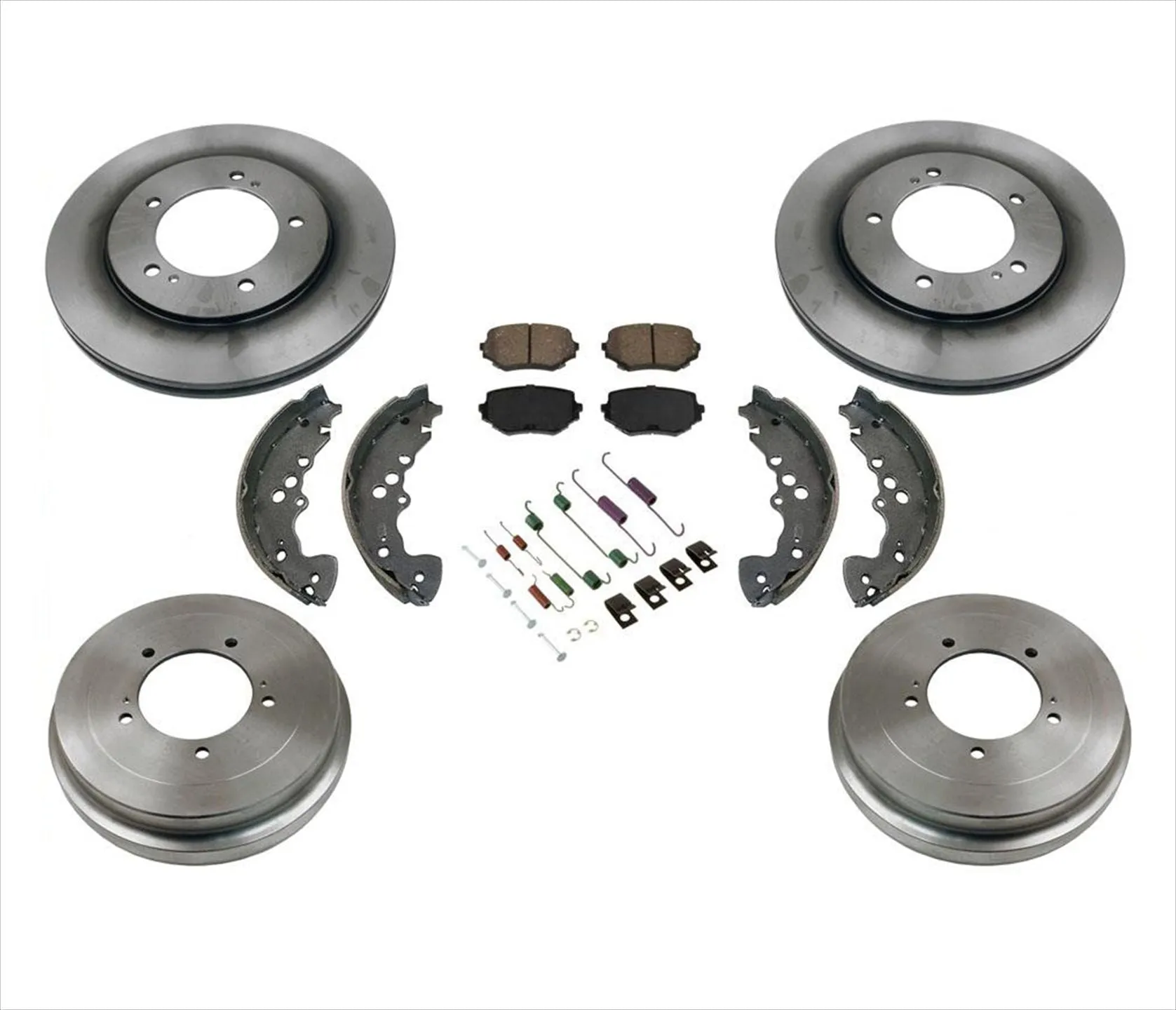 Front Brake Disc Rotors Pads Brake Drums Shoes Springs KIT for 02-03 Suzuki XL-7