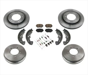 Front Brake Disc Rotors Pads Brake Drums Shoes Springs KIT for 02-03 Suzuki XL-7