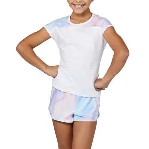 Girls Back Cut-Out Tennis Top White and Watercolor