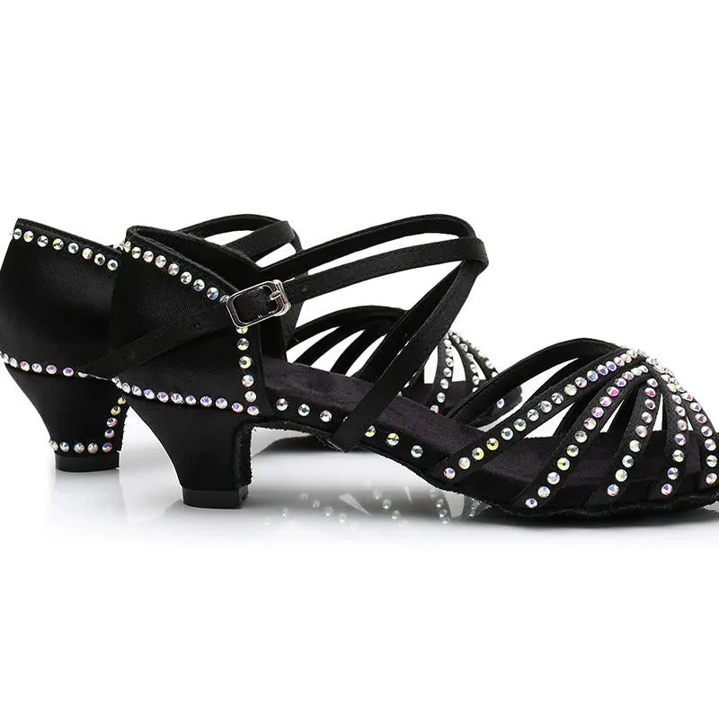 Girls  Satin  Heels Latin With Rhinestone Dance Shoes/Ballroom Shoes