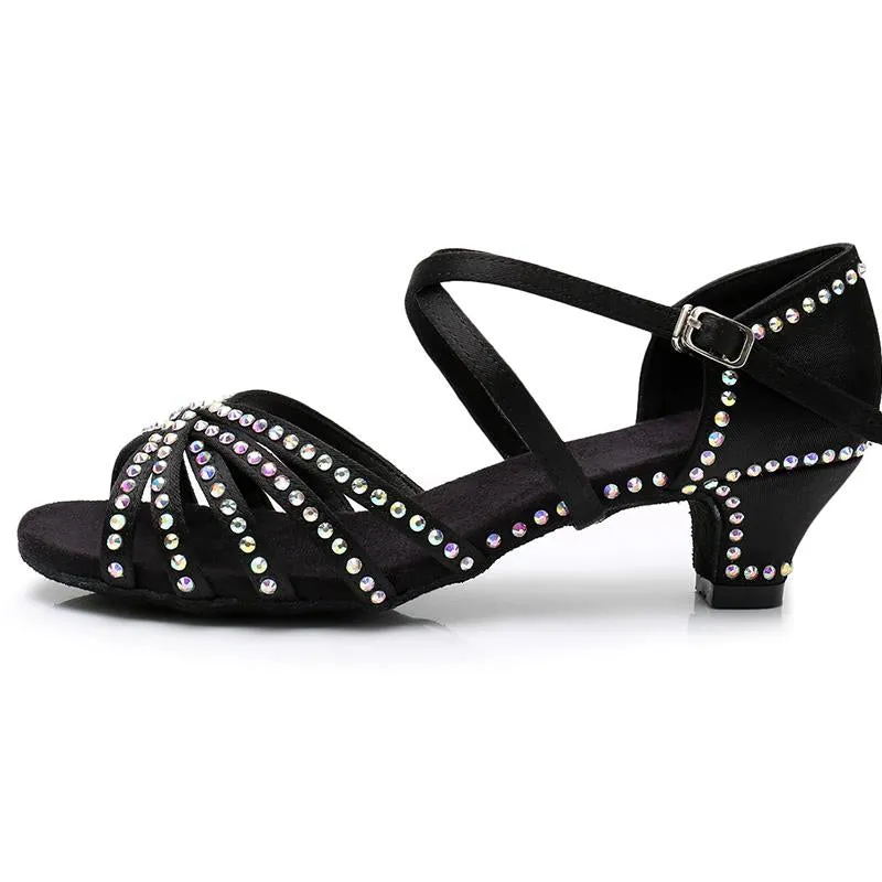 Girls  Satin  Heels Latin With Rhinestone Dance Shoes/Ballroom Shoes