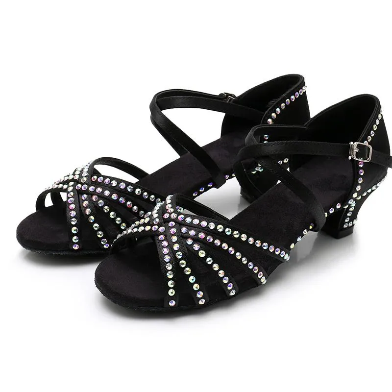 Girls  Satin  Heels Latin With Rhinestone Dance Shoes/Ballroom Shoes