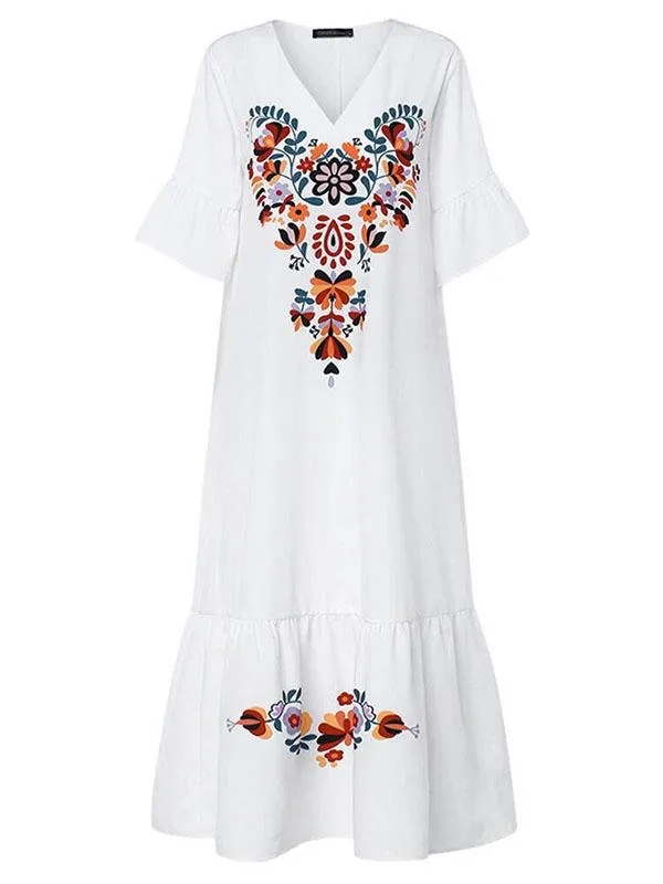 Graphic Print Short Sleeve Shirt Dress