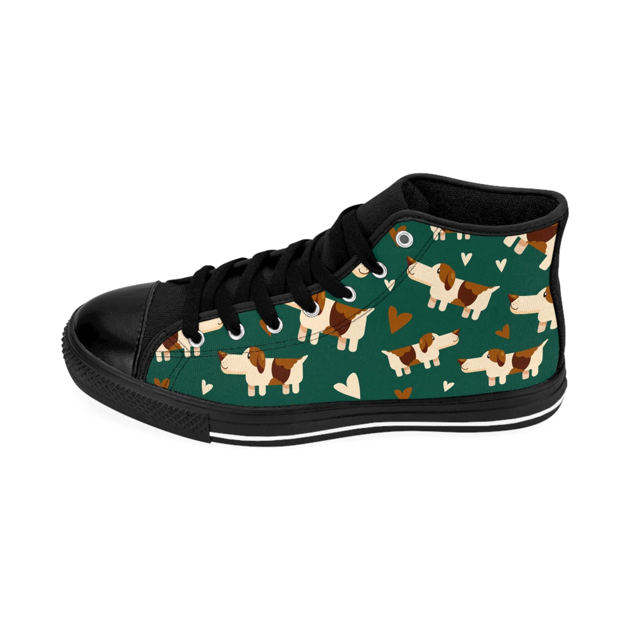 Green Basset Hound Women's Classic Sneakers