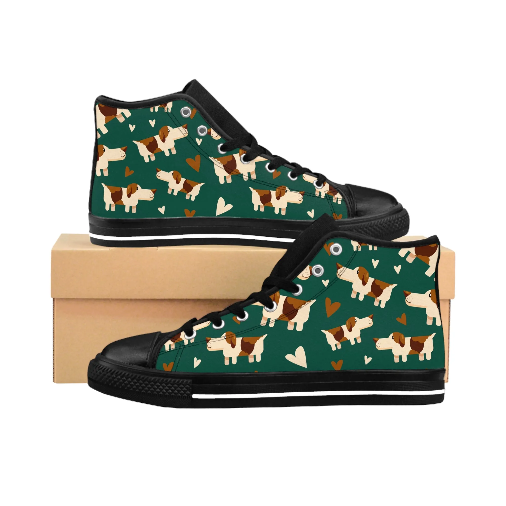 Green Basset Hound Women's Classic Sneakers