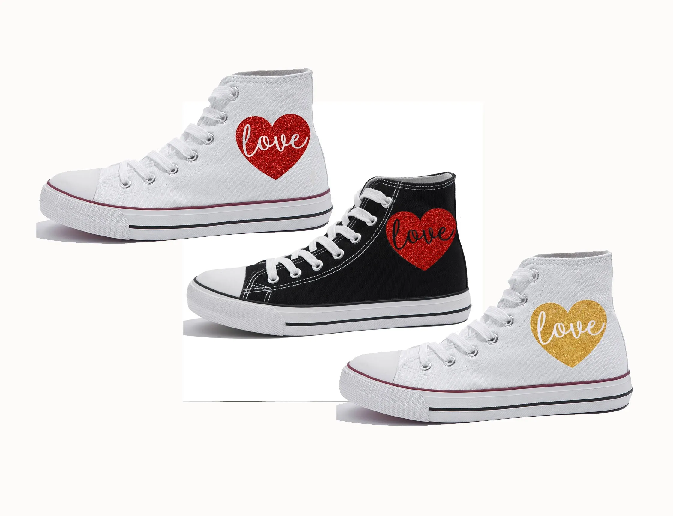 heart face glitters shoes/ smiley face sneakers