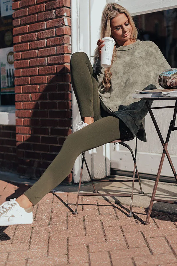 High Waist Fleece Lined Legging in Army Green