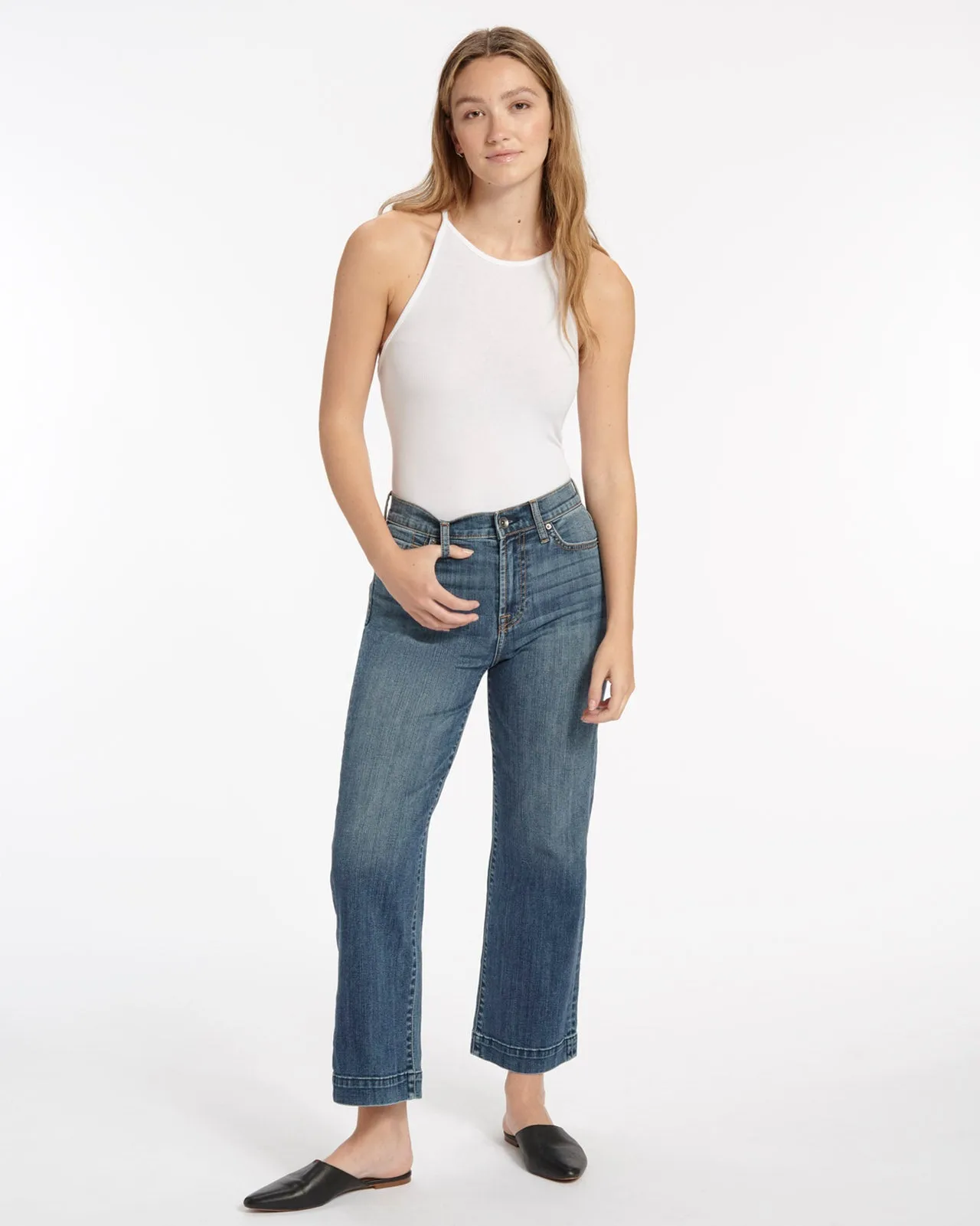 High Waist Wide Leg Crop Jean