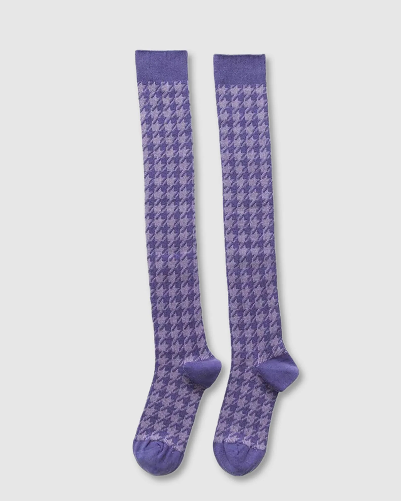 Houndstooth Knee High Socks - Lilac