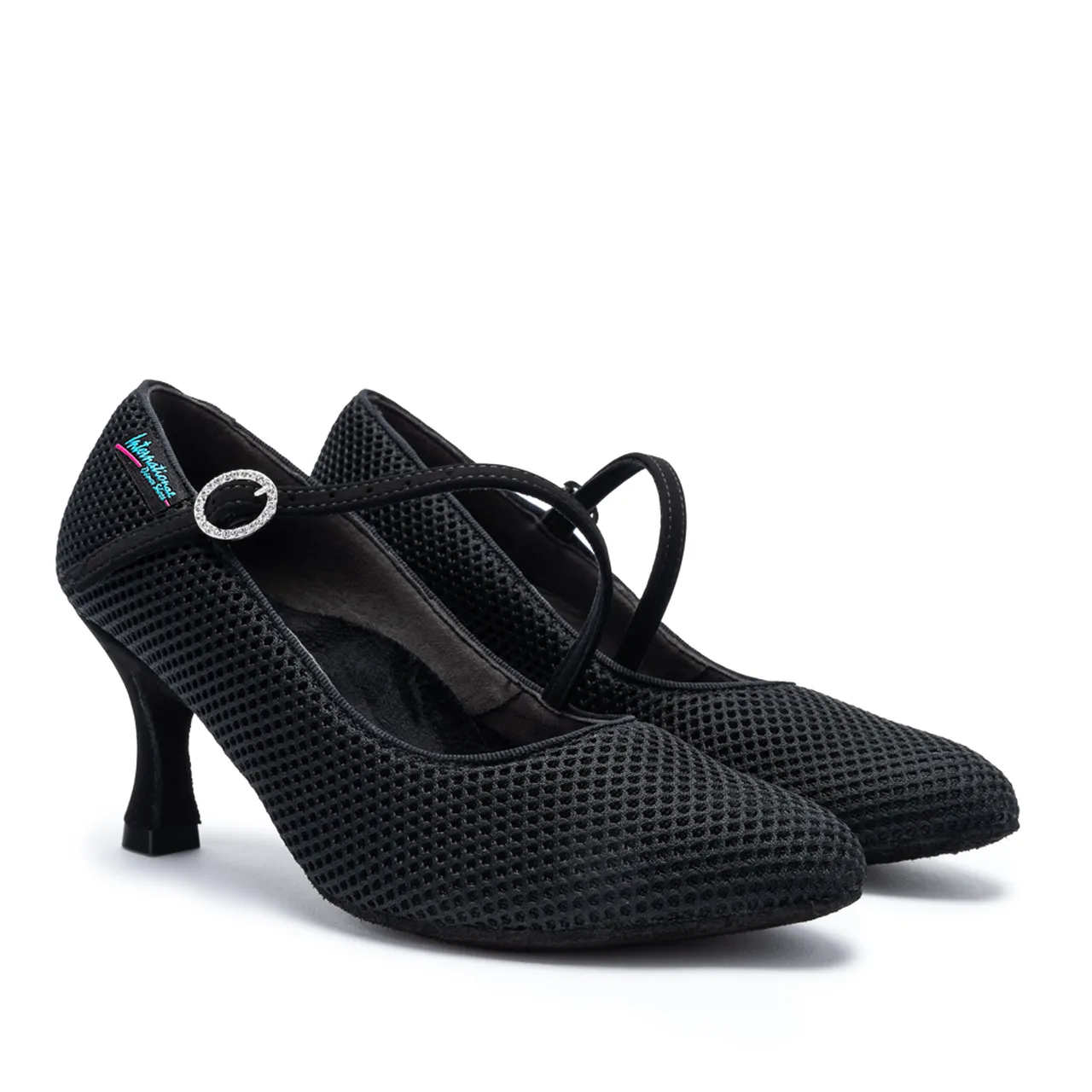 International Dance Shoes IDS ICS RoundToe SingleStrap AirMesh Ladies Ballroom Dance Shoe with Diagonal Strap