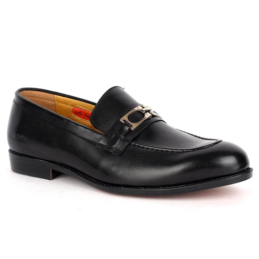 John Foster Black Leather logo Belt  Formal Shoe