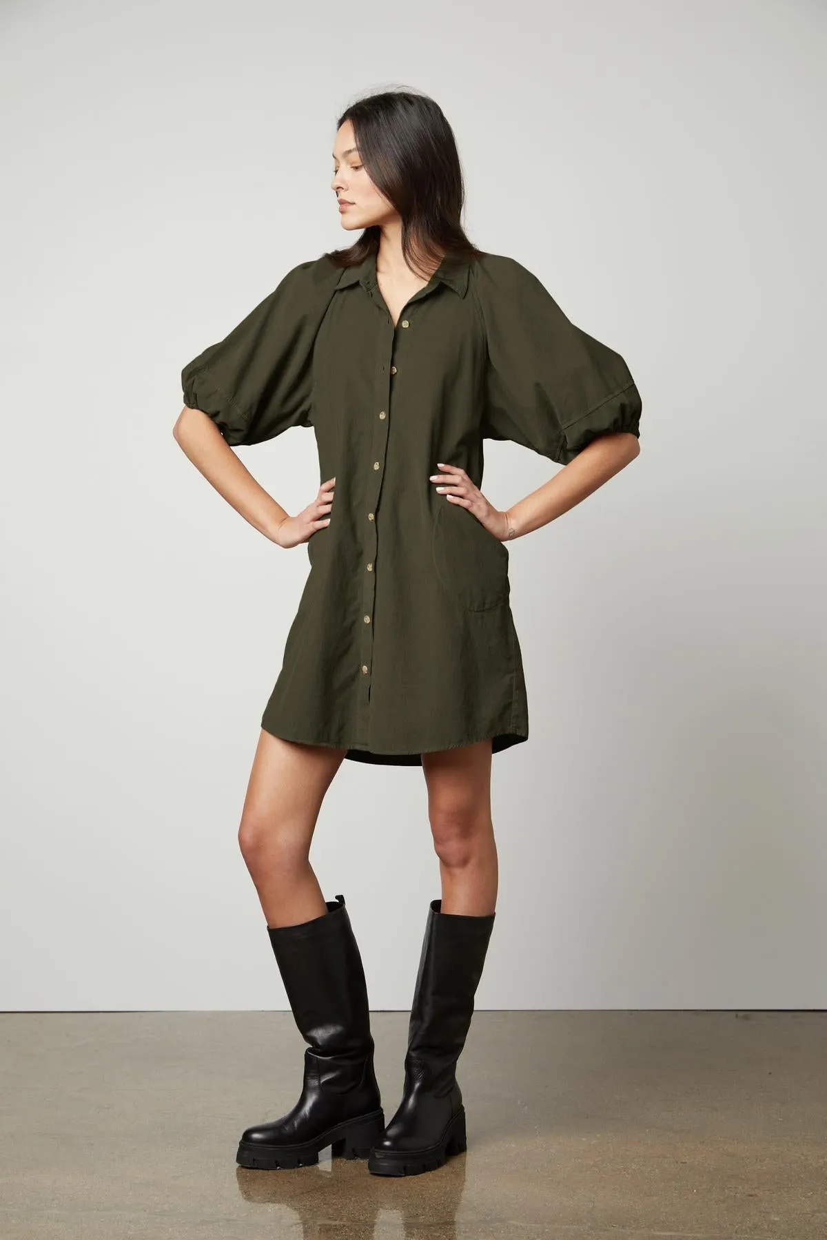 KADY CORDUROY BUTTON-UP DRESS