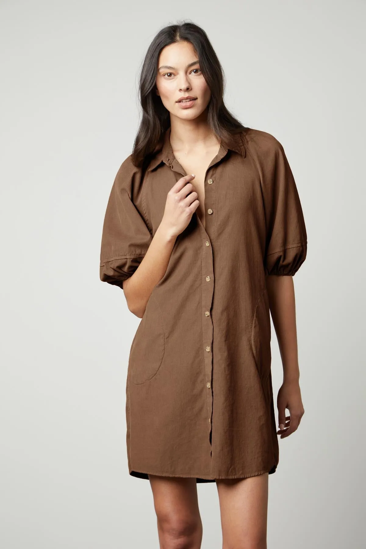 KADY CORDUROY BUTTON-UP DRESS