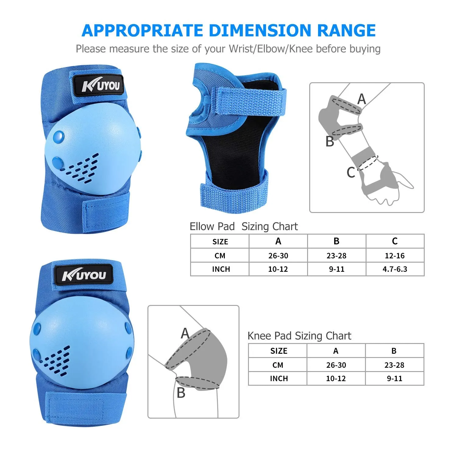 Kids Youth Knee Pad Elbow Pads Wrist Guards