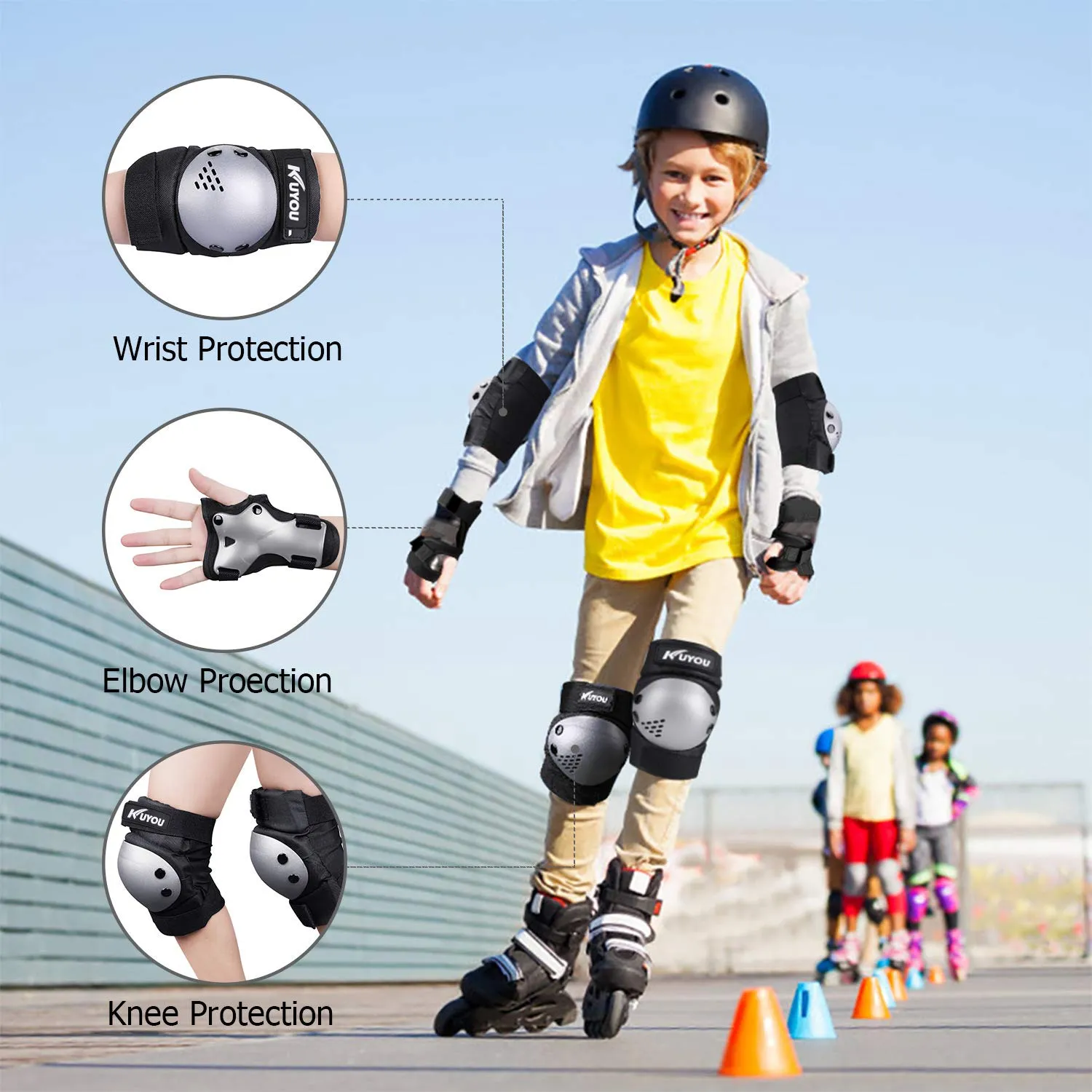 Kids Youth Knee Pad Elbow Pads Wrist Guards