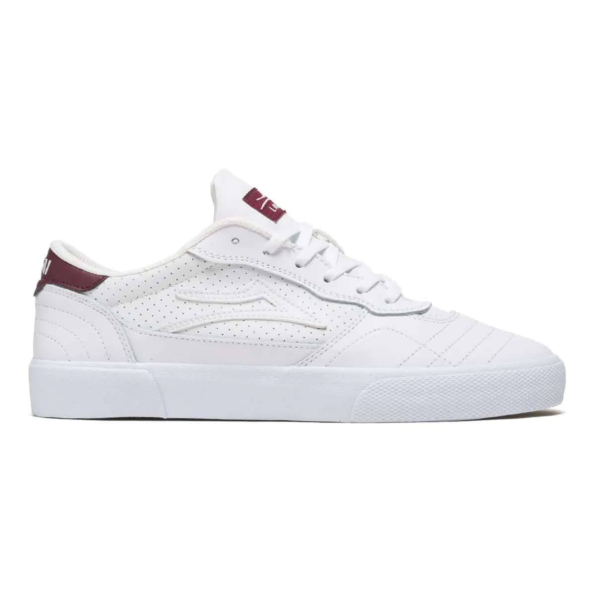 Lakai Cambridge Shoes - White/Burgundy Leather