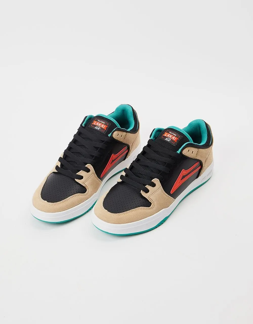 Lakai Telford Low Skate Shoes - Tan/Black Suede