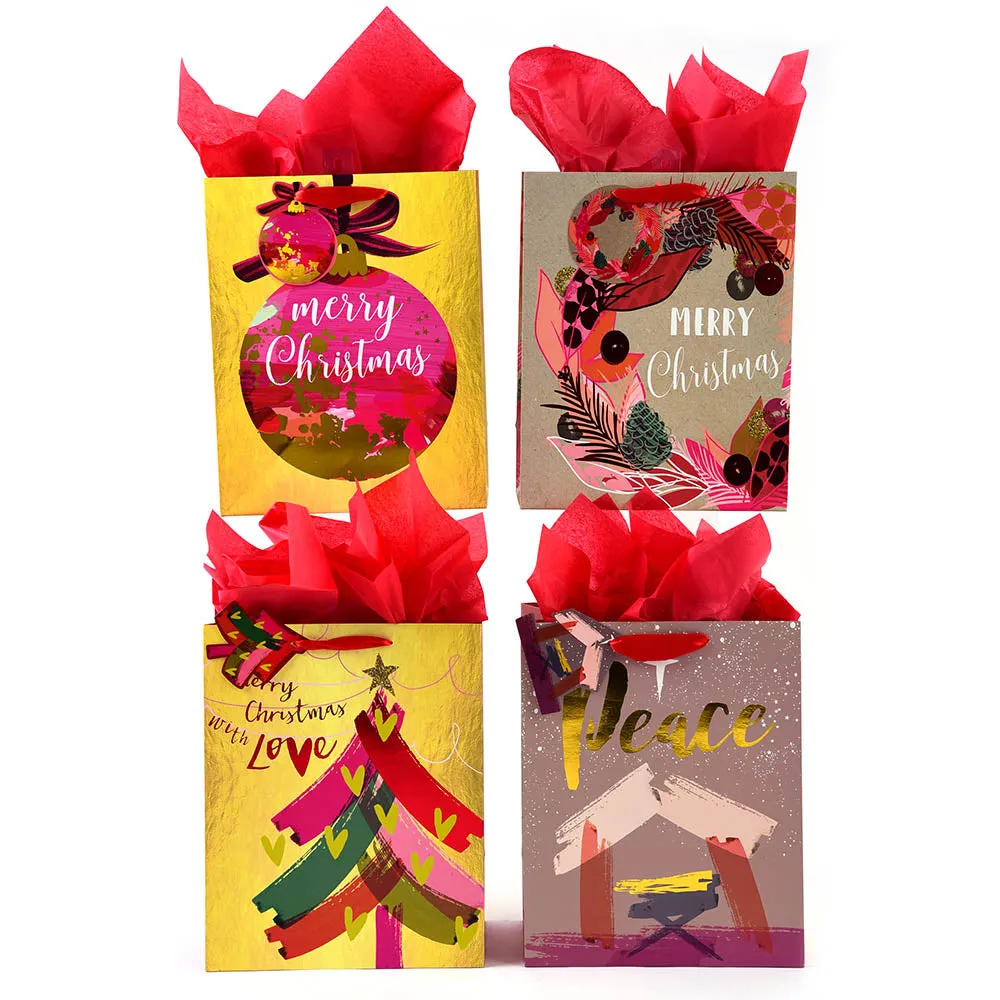 Large Hot Stamp Peaceful Christmas Premium Plus Bag, 4 Designs