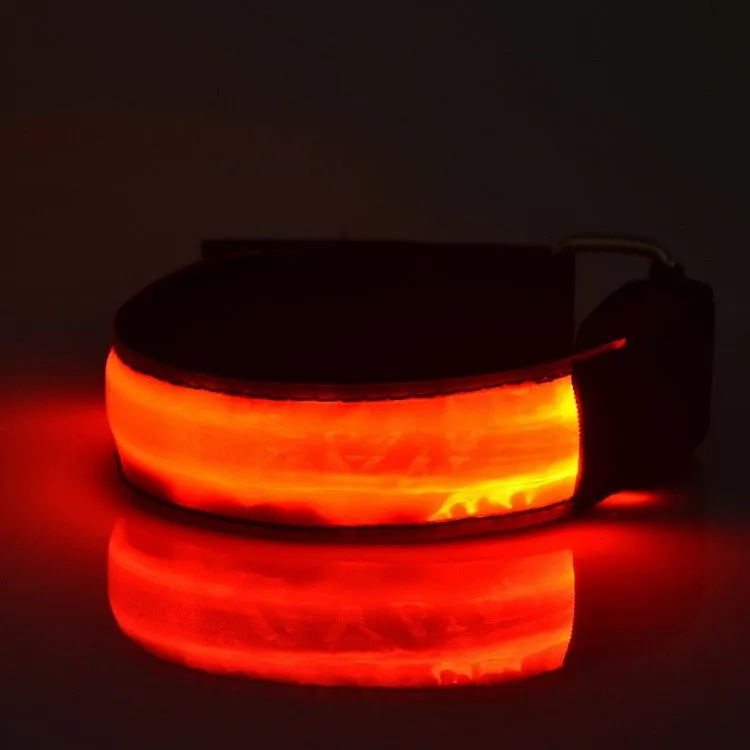 LED Flash Safety Reflective Nylon Light Battery Sports Wrist Belt(Red)