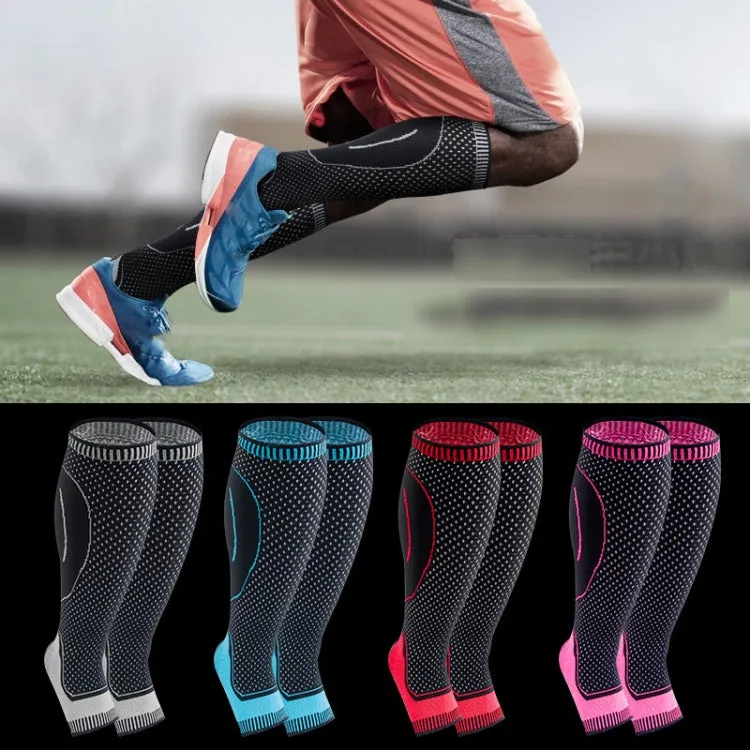 Lengthened Sports Protective Calf Cover Knitted Breathable Pressure Leg Cover Basketball Football Mountaineering Protective Gear, Specification: L (Black Pink)