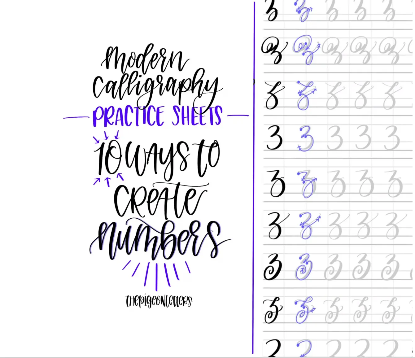 Lettering Practice Sheets - 10 Ways to Create Numbers