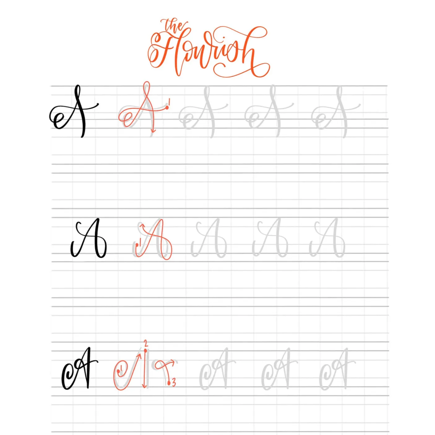 Lettering Practice Sheets - 3 Ways to Flourish